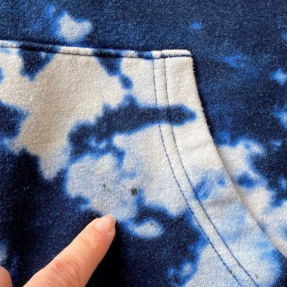 Abercrombie Kids Boys 11-12 Essential Logo Hoodie Sweatshirt Tie Dye Navy White - Picture 9 of 11